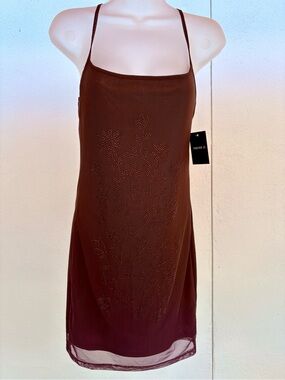 Forever 21 Brown Floral Studded Slip Dress